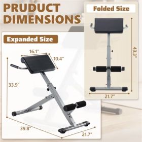 Roman Chair Hyperextension Bench, Adjustable Back Extension Machine, Foldable, Heavy Duty Frame For Glutes, Hamstrings And Core (Option: Black Silver)
